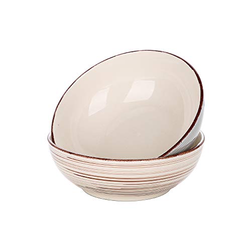 vancasso Serie Bella Cuencos Grandes 2 Piezas 1650ML Ensaladera, Tazones para Sopa, Tazones Frutas, Ensalada, Ramen Bowl Color Beige y Gris