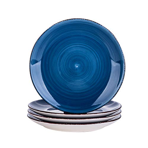 vancasso Serie Bella Platos de Postre 4 piezas, Juego de Platos Platos Llanos Gres, Azul