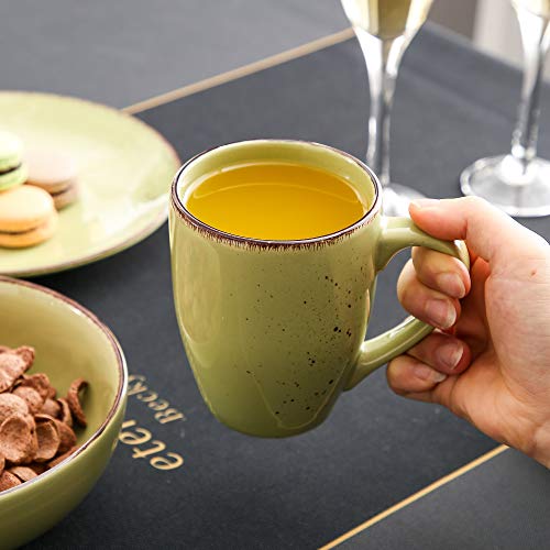 vancasso Serie Navia Jardin Vajillas de 40 pcs, Juego de Vajillas, Platos de Cena, Postre, Platod Hondos, Cuencos y Tazas, Esmaltada Gres Vajillas Retro para 8 Personas, 4 Colores