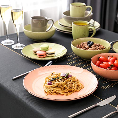 vancasso Serie Navia Jardin Vajillas de 40 pcs, Juego de Vajillas, Platos de Cena, Postre, Platod Hondos, Cuencos y Tazas, Esmaltada Gres Vajillas Retro para 8 Personas, 4 Colores