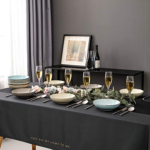 vancasso Serie Navia Nature Platos Hondos, 12 Piezas Juego de Platos de Sopa, Ensalada, Fruta, Vajillas Esmaltada Gres Vajillas Retro 4 Colores