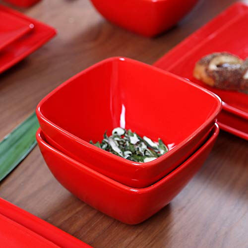 vancasso Serie Soho Juego de Vajillas Porcelana, Vajilla Cuadrada 48 Piezas Vajillas Completas Modernas para 12 Personas Rojo