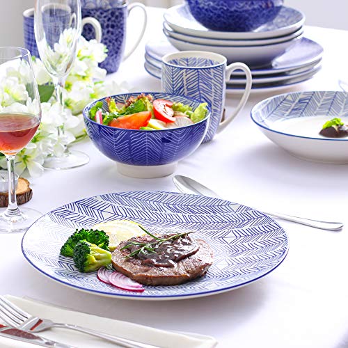 vancasso Serie Takaki Juego de Vajillas 20 Piezas Colores Porcelana Vajilla Combinacion con Tazas/Platos Combinacion Estilo Japones Azul