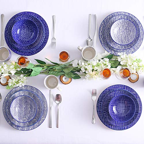vancasso Serie Takaki Juego de Vajillas 20 Piezas Colores Porcelana Vajilla Combinacion con Tazas/Platos Combinacion Estilo Japones Azul