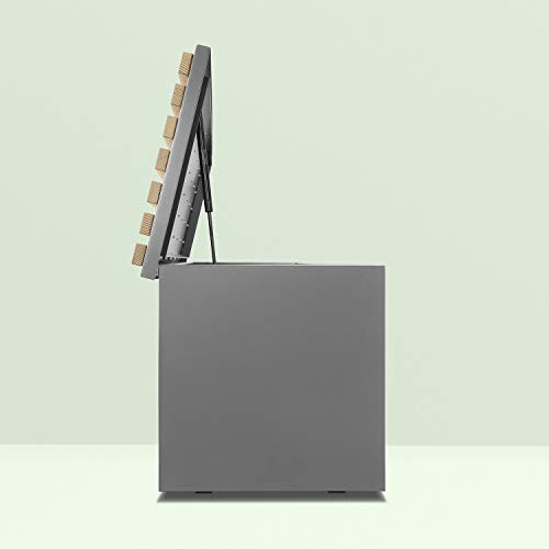 Vanjo - Arcón para cojines, aluminio, Swiss Label, con listones de madera con mango, con ruedas, 170 x 80 x 62 mm, azul pastel