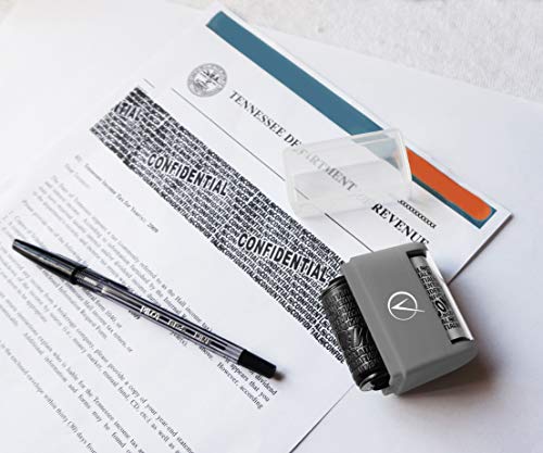 Vantamo Kit de Sello ancho de tipo rodillo Protección antirrobo de identidad, incluye 3 recambios + E-book – Ocultar la identidad, con medida antirrobo y seguridad de la privacidad – Gris Elegante