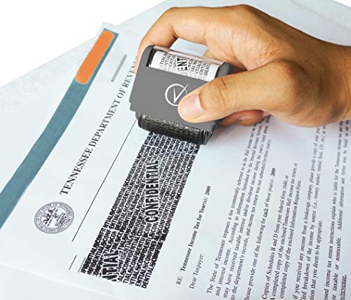 Vantamo Kit de Sello ancho de tipo rodillo Protección antirrobo de identidad, incluye 3 recambios + E-book – Ocultar la identidad, con medida antirrobo y seguridad de la privacidad – Gris Elegante