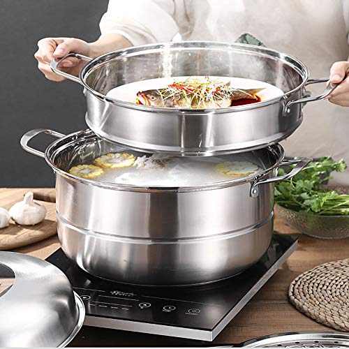 Vapor de 3 niveles Sartén de vapor Conjunto de vapor de acero inoxidable Olla común Mantener frescos Manijas Olla Olla Olla a presión Olla de inducción Tapa de vidrio Tapa Olla de cocción Olla ar
