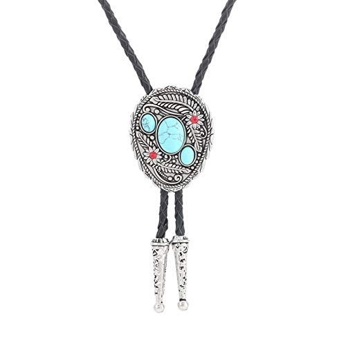 Vaquero Corbata bolo Occidental, PU del Lazo de Cuchillo Largo de Cuero, Novela Lazo de los Hombres, de Cuello Alto suéter Collar de Accesorios de Vestir, Apto for Hombres, Mujeres, (Color : Blue)