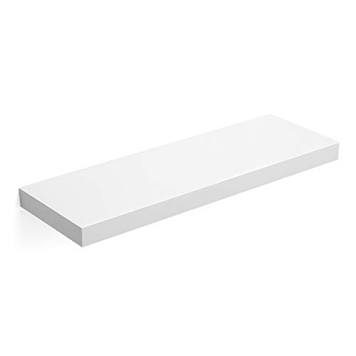 VASAGLE Estante Flotante, Estante de Pared para Fotos, Decoraciones, en Salón, Cocina, Pasillo, Dormitorio, Baño, Blanco LWS26WT