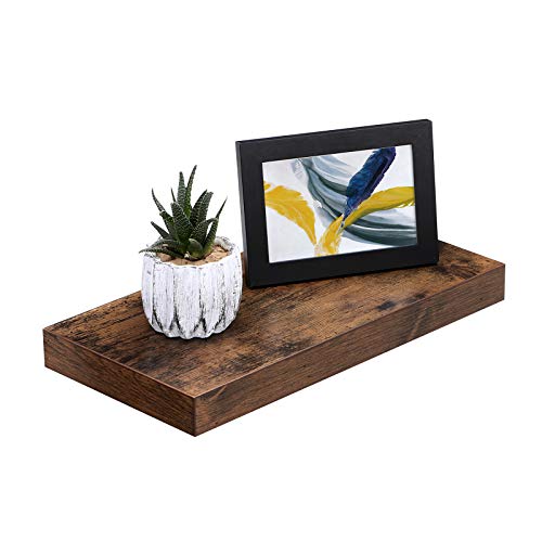 VASAGLE Estante Flotante, Estante de Pared para Fotos, Decoraciones, en Salón, Cocina, Pasillo, Dormitorio, Baño, Marrón Rústico LWS24BX