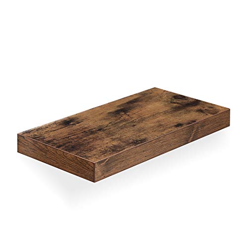 VASAGLE Estante Flotante, Estante de Pared para Fotos, Decoraciones, en Salón, Cocina, Pasillo, Dormitorio, Baño, Marrón Rústico LWS24BX