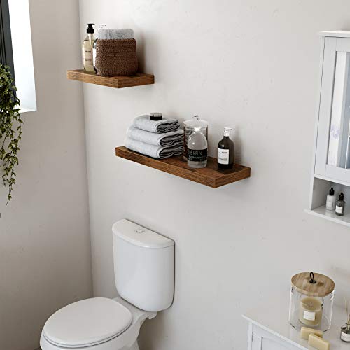VASAGLE Estante Flotante, Estante de Pared para Fotos, Decoraciones, en Salón, Cocina, Pasillo, Dormitorio, Baño, Marrón Rústico LWS24BX