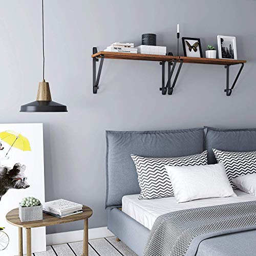 VASAGLE Estante Flotante, Juego de 2 Estantes Murales, Estante Decorativo de Exposición con Soprte de Metal, Carga Máxima de 15 kg, 60 x 20 x 33 cm, Marrón Rústico y Negro LCR01BX