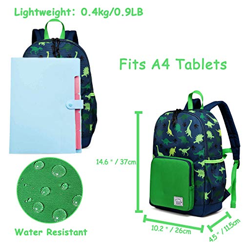 VASCHY Mochila Niño,Mochila Infantil Preescolar Linda Resistente al Ggua Ligera Mochila para Niños y Niñas con Hebilla en el Pecho Dinosaurio