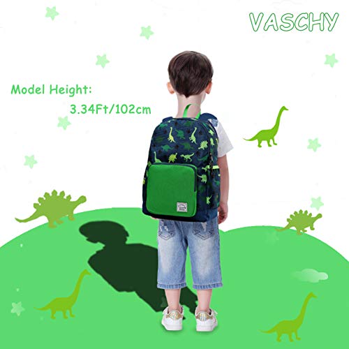 VASCHY Mochila Niño,Mochila Infantil Preescolar Linda Resistente al Ggua Ligera Mochila para Niños y Niñas con Hebilla en el Pecho Dinosaurio