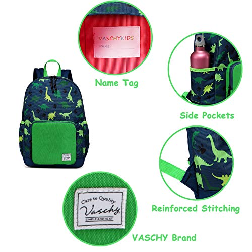 VASCHY Mochila Niño,Mochila Infantil Preescolar Linda Resistente al Ggua Ligera Mochila para Niños y Niñas con Hebilla en el Pecho Dinosaurio