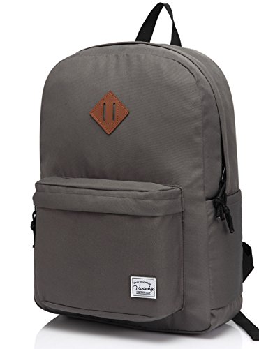 VASCHY Mochilas Escolares,Mochila Hombre Mujer Livianas Casual Resistente Al Agua Mochila Vintage 20 litros para Universidad Gris