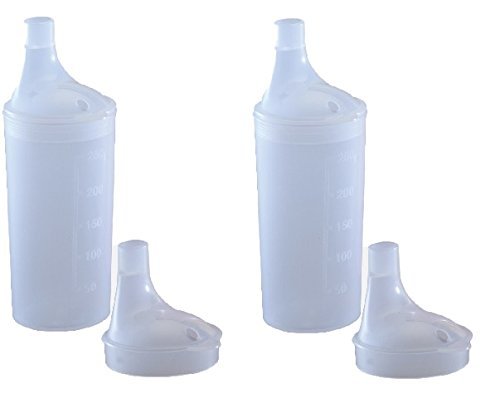 Vaso de alimentación de plástico con 2 boquillas, vaso para adultos con boquilla grande y estrecha - Taza de hospital.