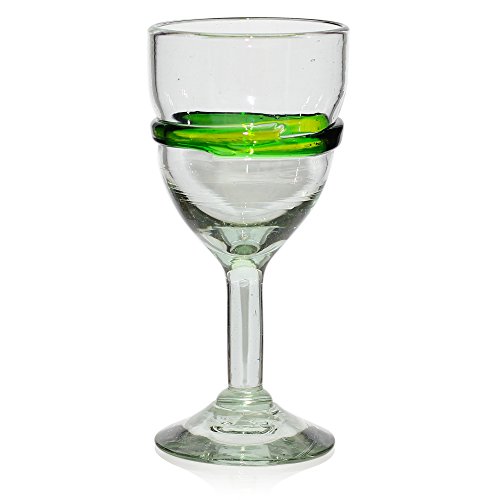 Vaso de Vino Artesanal - Tamaño medio – Vidrio Reciclado – Verde Mezclado – Juego de 2