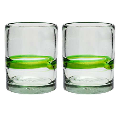 Vaso Tumbler Artesanal – Vidrio Reciclado – Verde Mezclado - Juego de 2