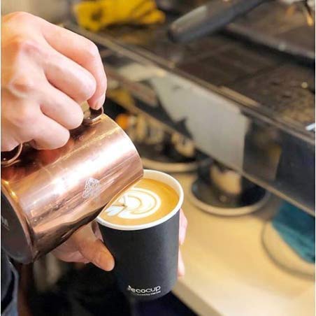 Vasos de Café Desechables, Biodegradables y Compostables- 50Uds 400ml/ 12oz -Materiales 100% Ecológicos: Cartón con Certificado FSC®, Revestimiento de Bioplástico PLA Ingeo™. Negro