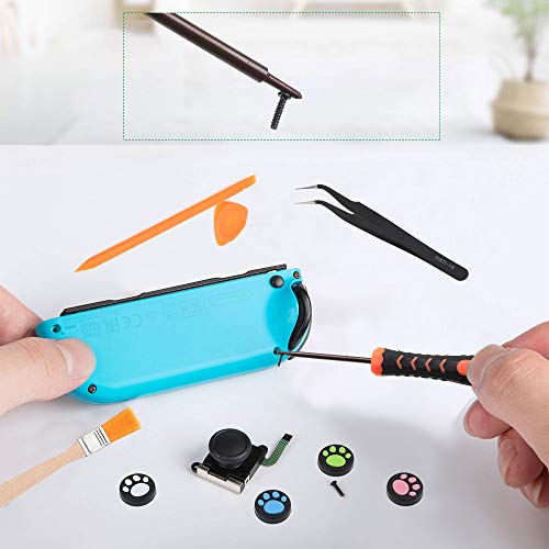 Vastar 2Pcs 3D Joysticks Analógicos de Reemplazo para Nintendo Switch Joy-Con con 4 Tapas para Joystick, Destornillador de Tres Alas y Cruz, Herramientas de palanca, Cepillo de Limpieza, Tornillos
