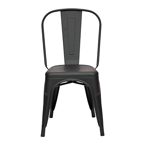 Vaukura Silla Tolix (Pack 4) - Silla Industrial Metálica Mate (Negro)