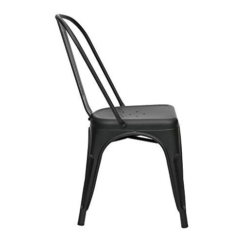 Vaukura Silla Tolix (Pack 4) - Silla Industrial Metálica Mate (Negro)