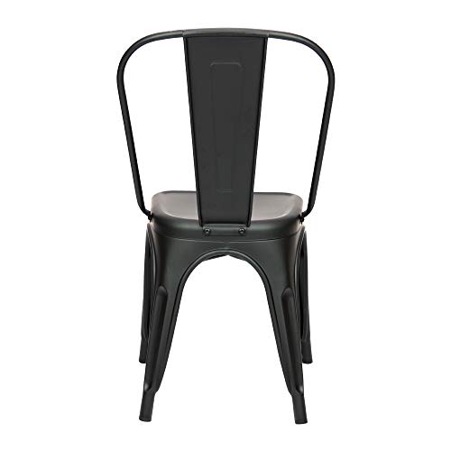 Vaukura Silla Tolix (Pack 4) - Silla Industrial Metálica Mate (Negro)