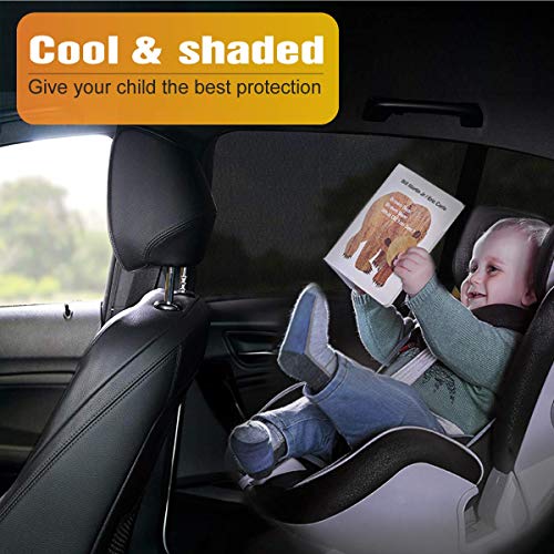 VAXUIA Parasol Coche Bebe-Parasoles Ventana Lateral Trasera Para Bebés, Niños y Mascotas Doble Tejido para Máxima Protección contra Rayos UVA-Pack de 2 unidades