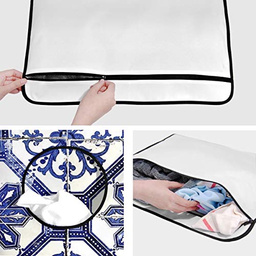 Vcoanyu Bolsa Colgante para Cesto De Ropa, 20 X 30 Pulgadas, Azulejos De Lisboa Antigua, Azulejos, Bolsa para Ropa Sucia, Cesta, Bolsa De Lavado De Tela con Ganchos De Pared para Puerta