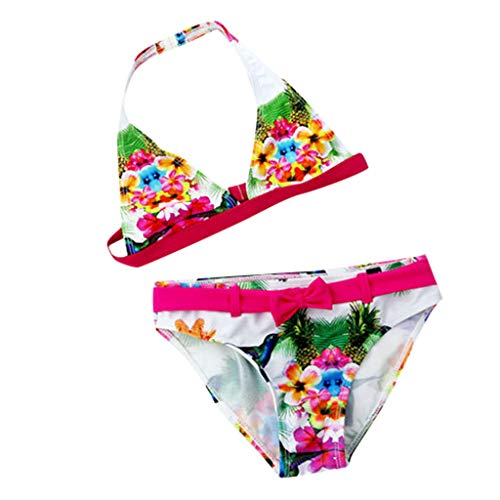 VECDY Bañador Bebe Niña, Moda Suave Bikini 2019 Brasilño Floral 2 Piezas Traje De Baño Ropa Bebé Infantil Ruffles Conjunto Linda Tops Pantalones Cortos Mono Infantil Verano Natacion Playa (Rosa,140)