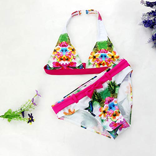 VECDY Bañador Bebe Niña, Moda Suave Bikini 2019 Brasilño Floral 2 Piezas Traje De Baño Ropa Bebé Infantil Ruffles Conjunto Linda Tops Pantalones Cortos Mono Infantil Verano Natacion Playa (Rosa,140)