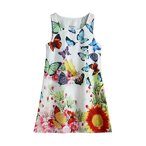 VECDY Vestido Bebe Niña Ceremonia, Linda Bohemia Ropa Bebe Niña Sin Mangas Verano Princesa Vestido para Niños Chicas Elegante para Fiesta Conjunto Tops 2019 Falda Plisada 4-8años(Amarillo,150)