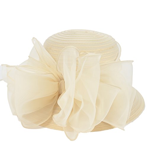 VECRY Señora Oaks Derby Iglesia Vestido Sombrero Bucket Boda Bowler Sombreros (Albaricoque)