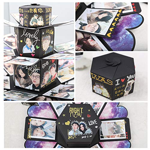 VEESUN Caja de Regalo Creative Explosion Box 6 Caras, DIY Álbum de Fotos Scrapbook Caja, San Valentin Navidad Regalos Originals Artesanales Mujer Hombre Novio Niña Niños, Forma de Torre
