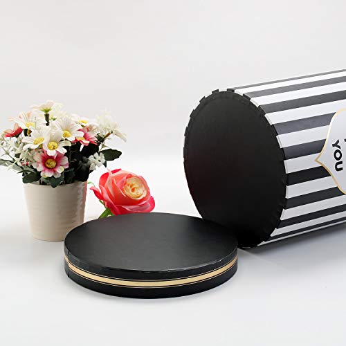 VEESUN Grande Caja de Regalo Juego de 3, Caja de Rosas Redondas para Flores Carton Recubierto Caja para Sombreros con Tapa pour San Valentín Año Nuevo Navidad Cumpleaños Boda Fiesta, Negro