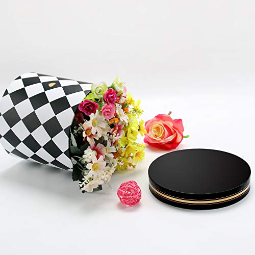 VEESUN Grande Caja de Regalo Juego de 3, Caja de Rosas Redondas para Flores Carton Recubierto Caja para Sombreros con Tapa pour San Valentín Año Nuevo Navidad Cumpleaños Boda Fiesta, Negro