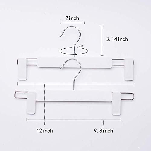 VEHHE 16 Unidades Perchas de Blanco para Pantalones y Faldas, con Ajustables Antideslizantes Clips y Gancho Giratorio de 360 °