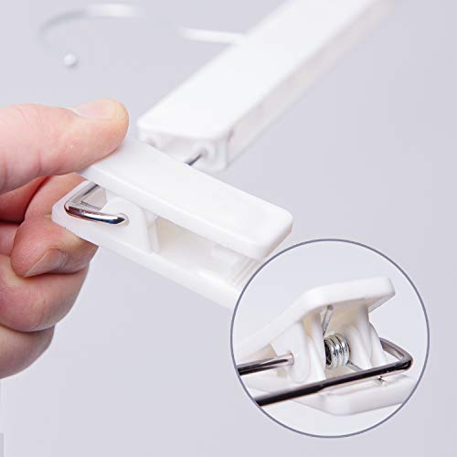 VEHHE 16 Unidades Perchas de Blanco para Pantalones y Faldas, con Ajustables Antideslizantes Clips y Gancho Giratorio de 360 °