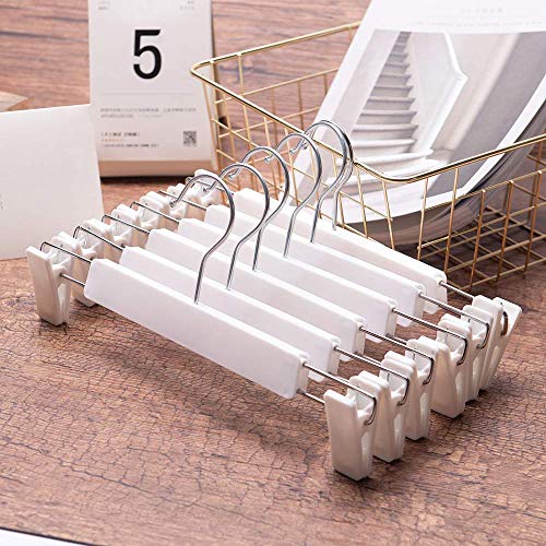 VEHHE 16 Unidades Perchas de Blanco para Pantalones y Faldas, con Ajustables Antideslizantes Clips y Gancho Giratorio de 360 °