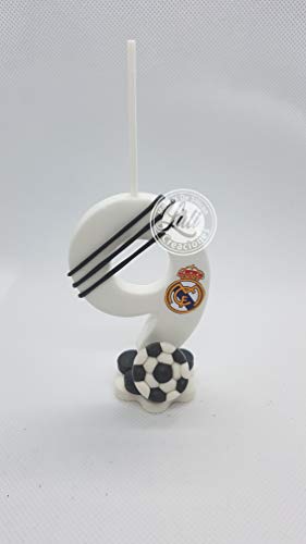Vela decorada porcelana fría Inspirada en Tema Futbol RM Cumpleaños tarta