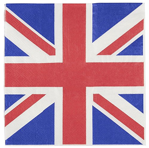 Vela decorativa – servilletas desechables servilletas de papel con diseño de la bandera de Reino Unido – Ideal para fiestas de cumpleaños, fiestas y ocasiones especiales, 13 x 13 cm