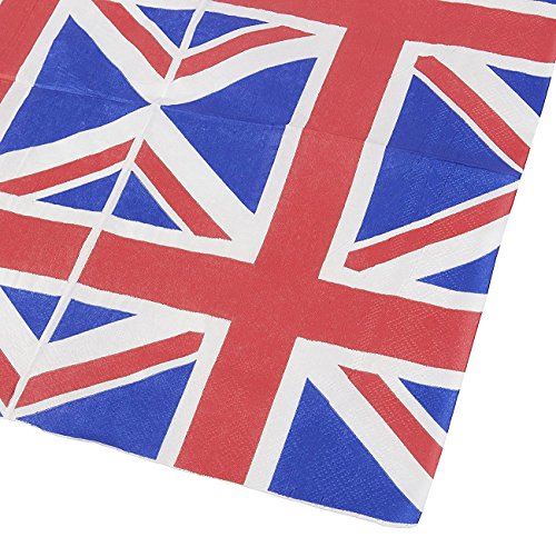 Vela decorativa – servilletas desechables servilletas de papel con diseño de la bandera de Reino Unido – Ideal para fiestas de cumpleaños, fiestas y ocasiones especiales, 13 x 13 cm