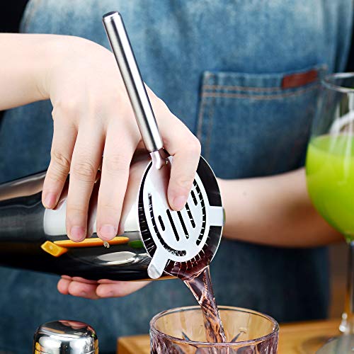 Velaze Coctelera Coctéles Juego, Set Cocktail Shaker Kit Profesional para Barman, Juego 10 Piezas Accesorios de Cóctel de Acero Inoxidable SUS304 para Martini Gin Tonic Mojito - Plata (850 ml)