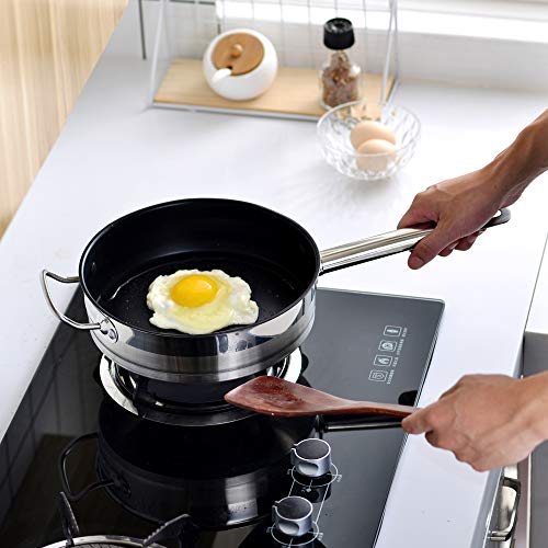 Velaze Juego de Ollas, Batería de Utensilios de Cocina de Acero Inoxidable, Conjunto de Cacerolas Antiadherentes con Tapa de Vidrio(12 Piezas)
