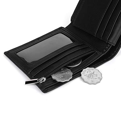 Vemingo Carteras para Hombre con Bolsillo de Moneda/Monedero con RFID Bloqueo para Tarjetas de Crédito Portamonedas Ligeros para Hombre/Adolescente (Xb-037 Negro)