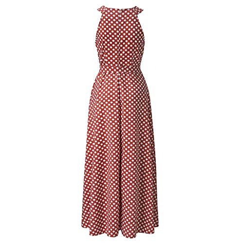 VEMOW Faldas Mujer Vestido De Playa Sin Mangas con Estampado De Puntos De Verano Casual para Mujer Faldas(Rojo,L)