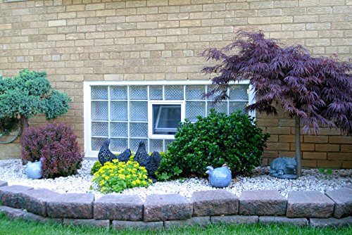 Ventana practicable: para el montaje en la pared de bloques de vidrio - 384x189mm, en lugar de 2 bloques de cristal 19x19x8 cm horizontal